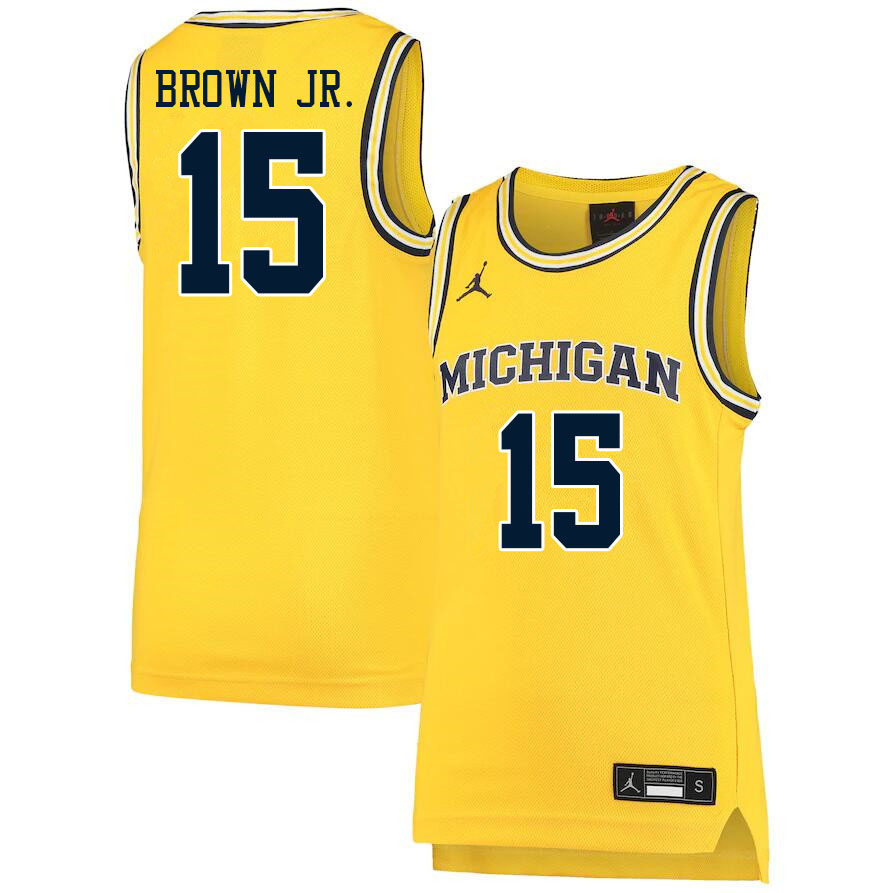 Men #15 Chaundee Brown Jr. Michigan Wolverines College Basketball Jerseys Sale-Yellow - Click Image to Close